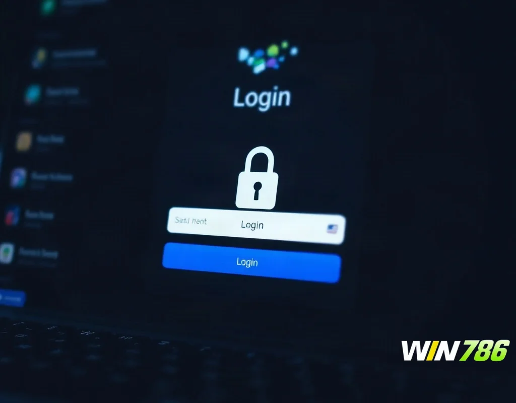 Login screen with virtual keyboard and padlock icon