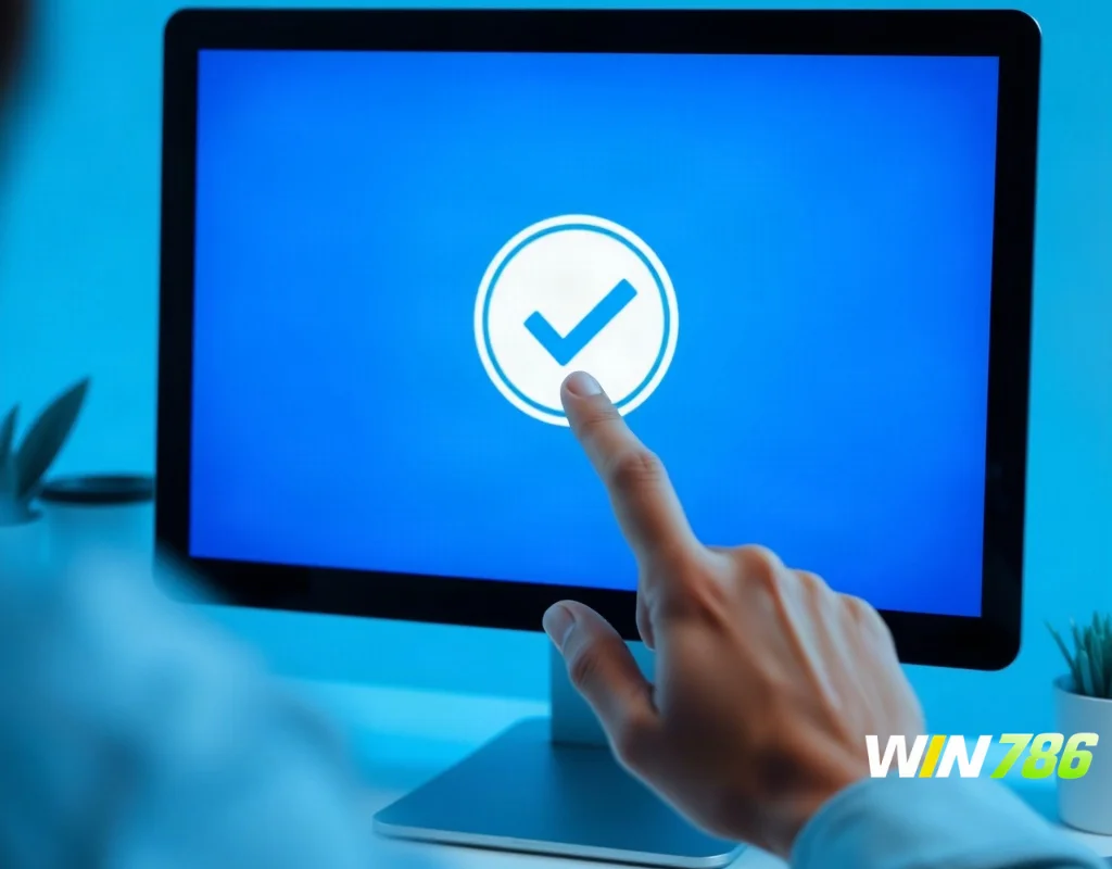 User clicking verify button on computer for account verification