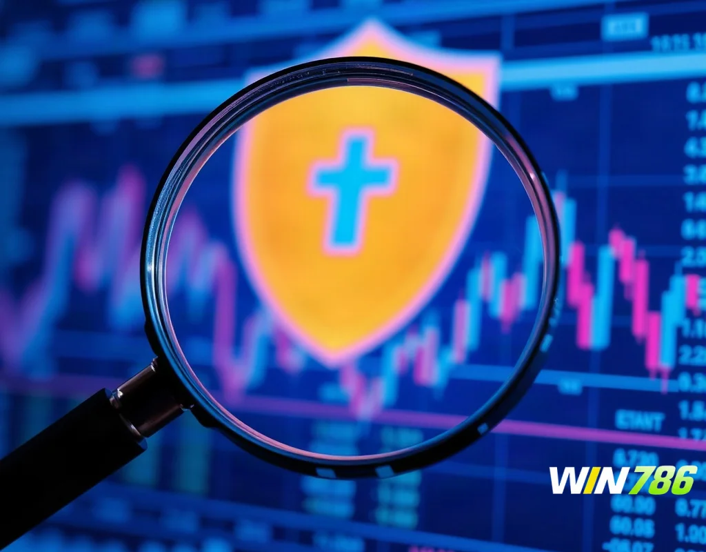 Magnifying glass over financial charts symbolizing AML monitoring and fraud detection