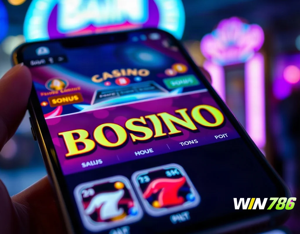 Casino app interface with glowing bonus symbols