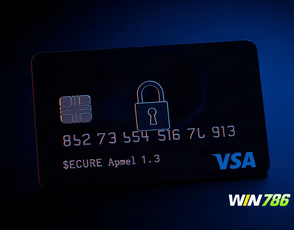 Secure payment card with hologram and lock icon