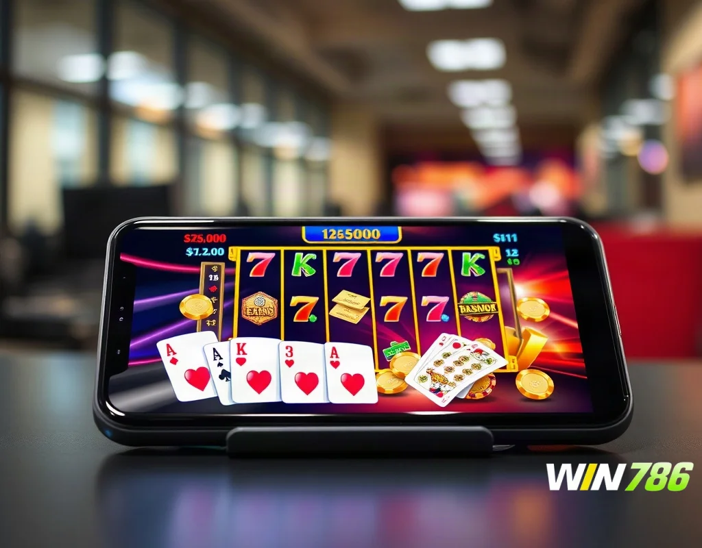 Smartphone displaying online casino app on screen