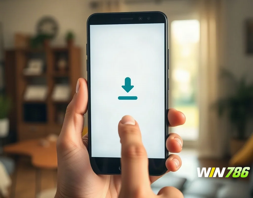 Hand installing an app on an Android smartphone
