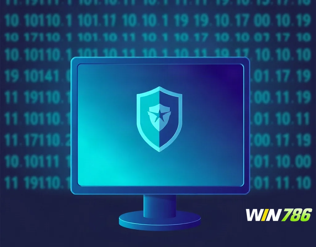 Computer screen with shield icon representing cookie security