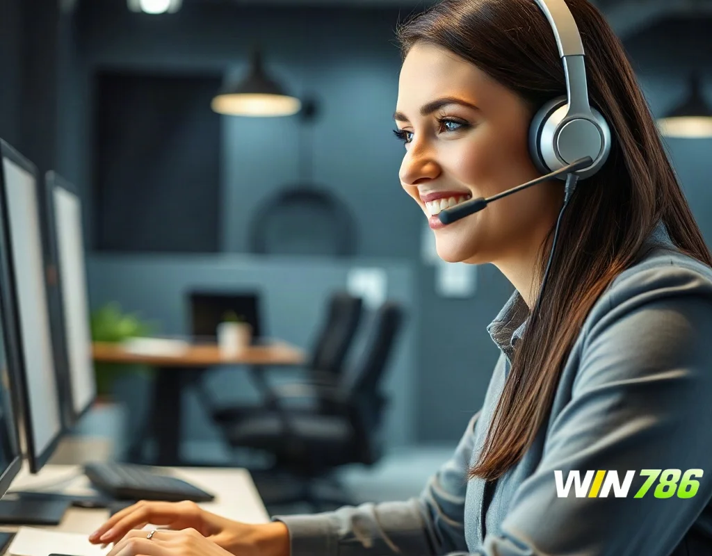 Customer support agent at work helping players online