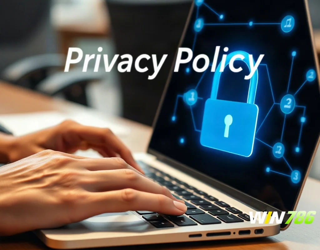 Person typing privacy policy document on laptop