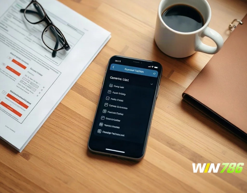 Desk with smartphone and documents related to personal data