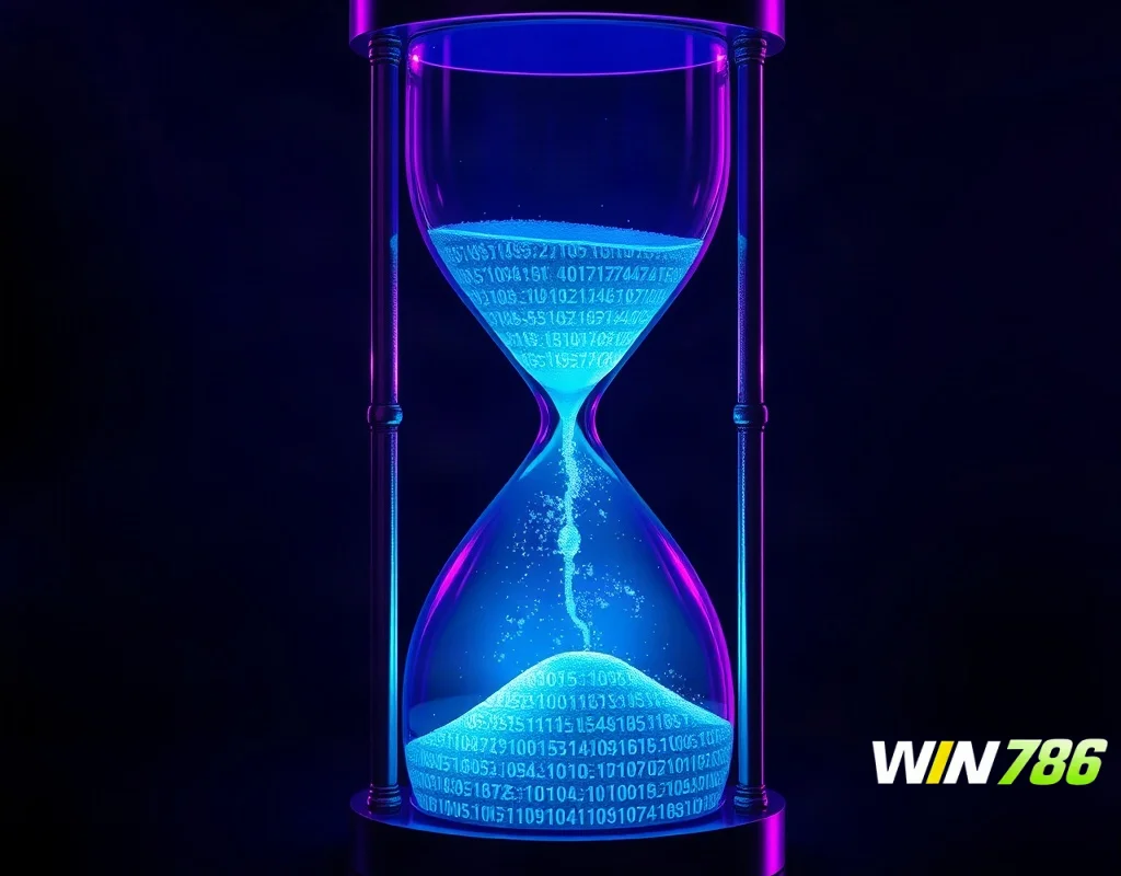 Hourglass with digital sand representing data retention periods