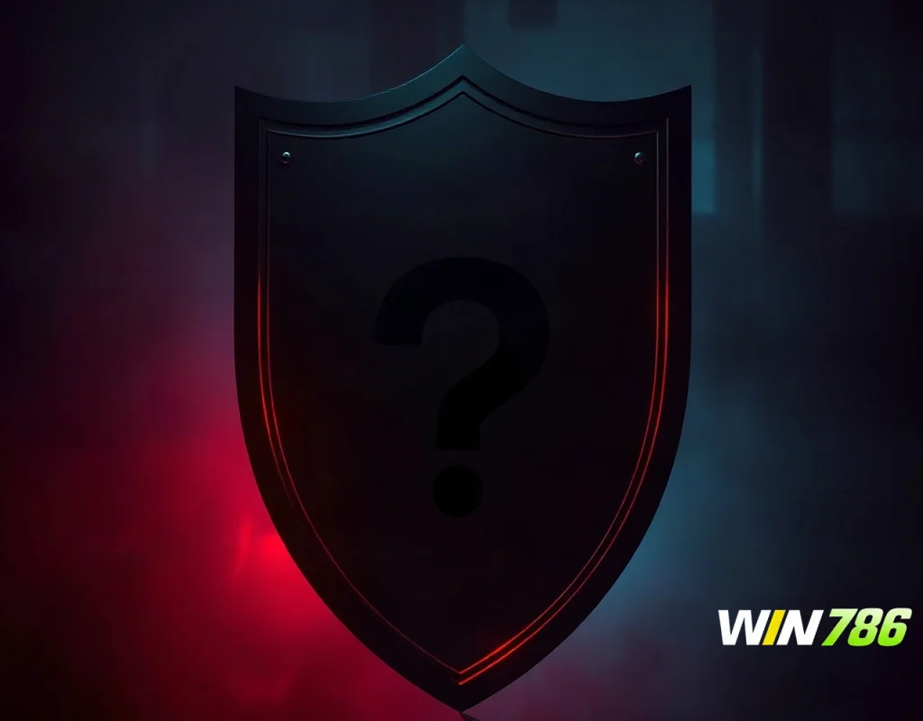 Shield with a question mark, symbolizing uncertainty about online gambling sites.