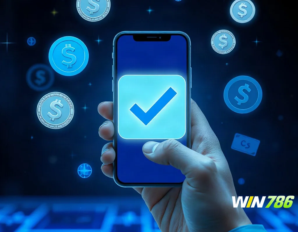 Digital payment confirmation with phone and checkmark