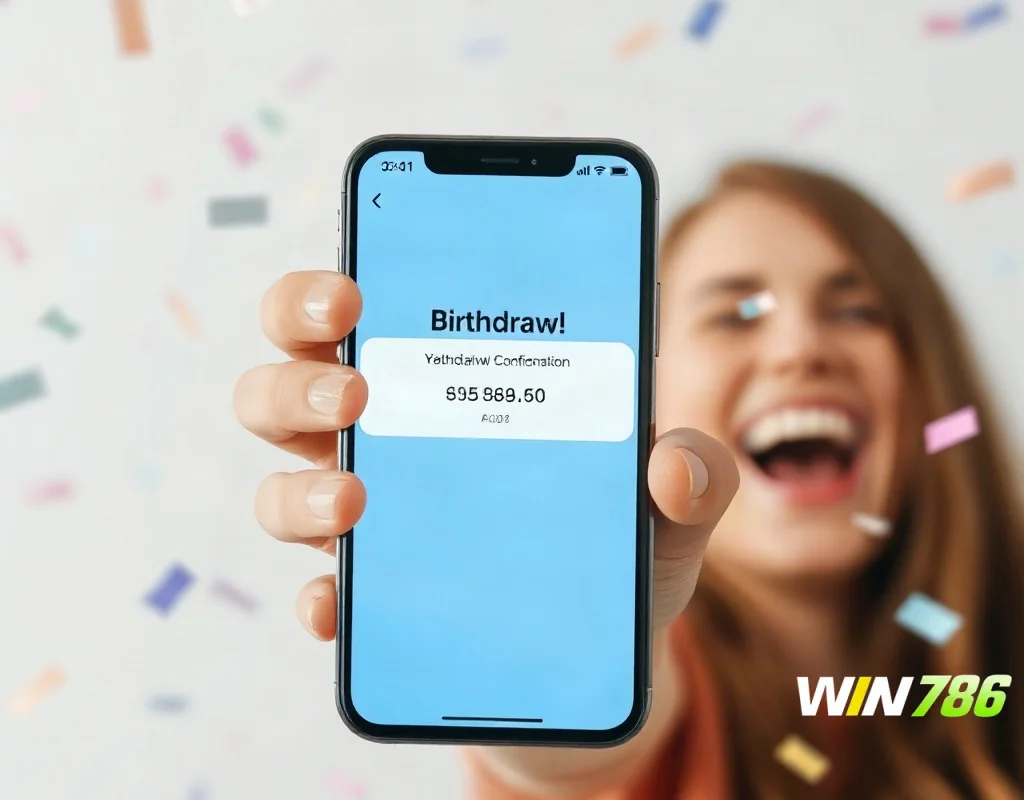 Person celebrating as a withdrawal is confirmed on a smartphone