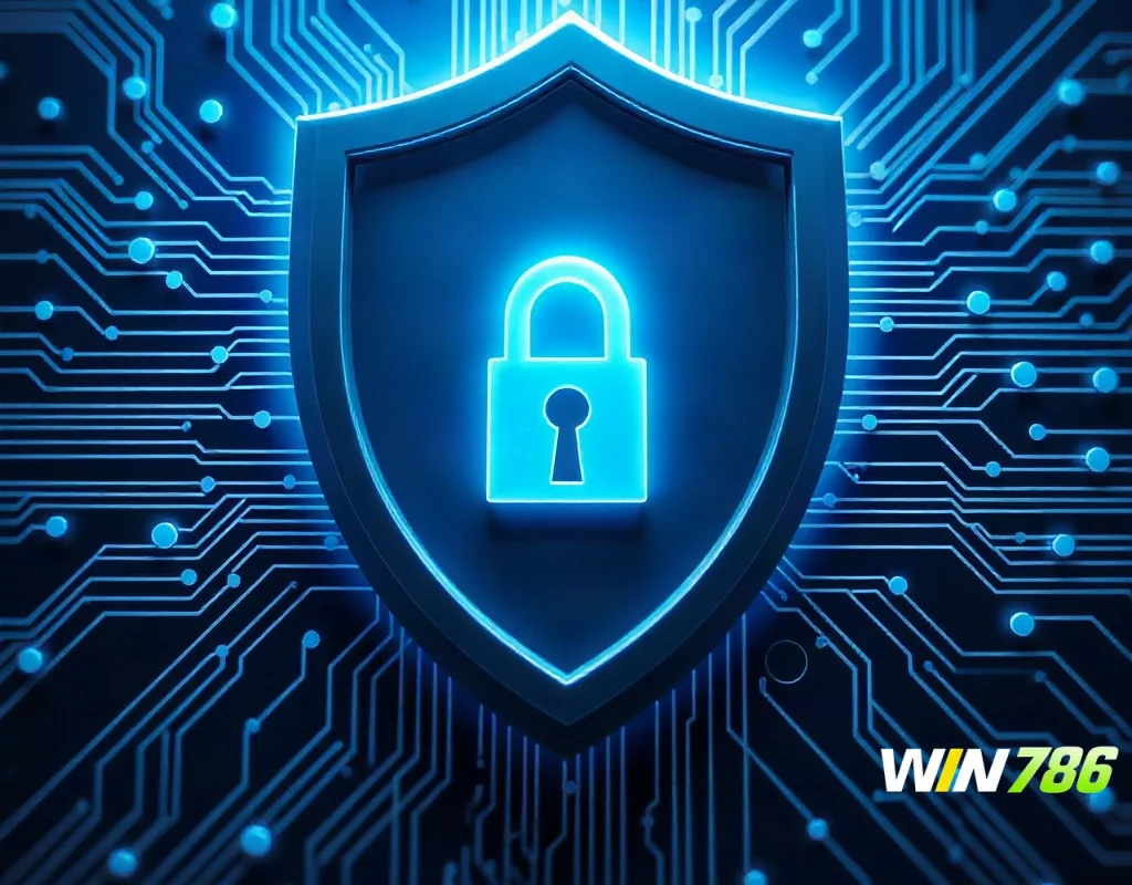 Digital shield symbolizing win786 fair play monitoring and security.
