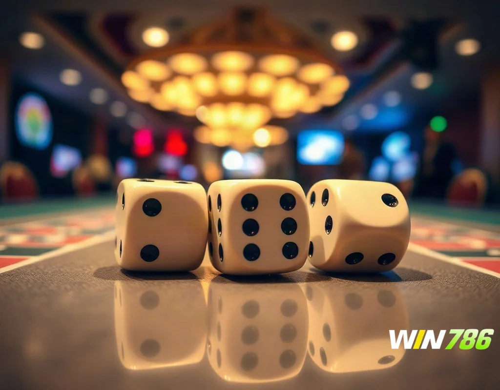 Dice rolling representing random number generation at WIN786.
