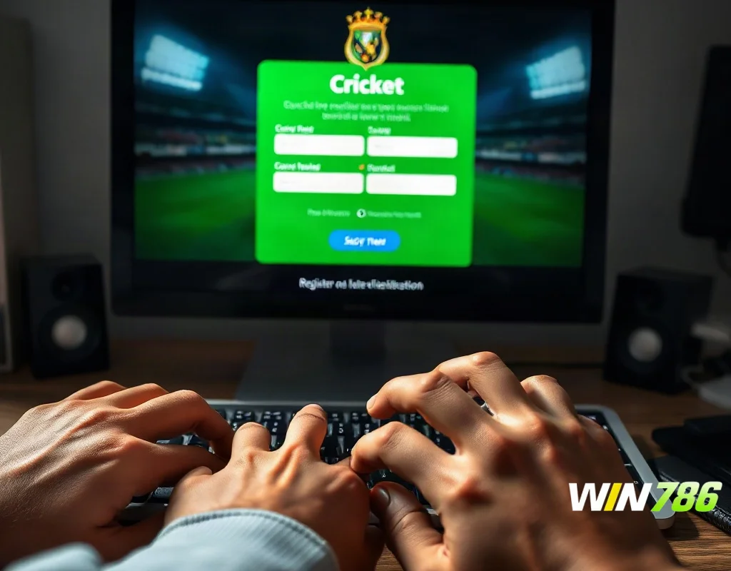 User registering on a betting site during a cricket match