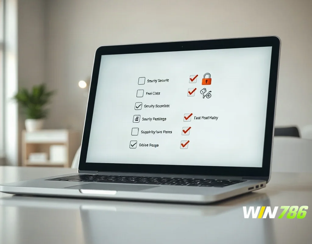 WIN786 KYC policy concept with a laptop and checklist