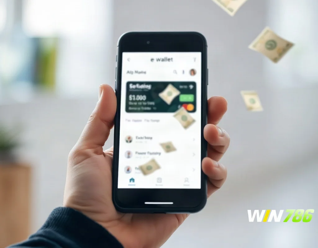 Smartphone with e-wallet and payment icons shown for online deposits