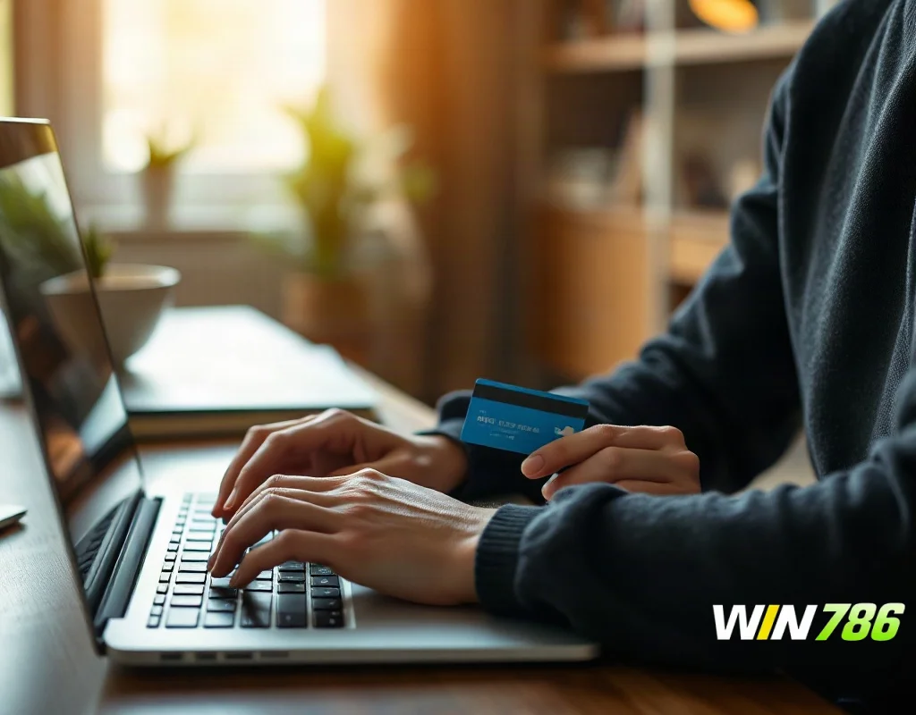 Person depositing money online via laptop