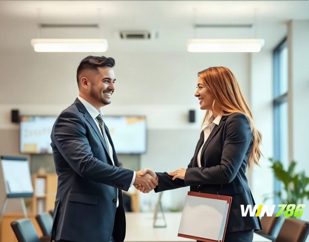 Two professionals shaking hands representing third-party data sharing agreements