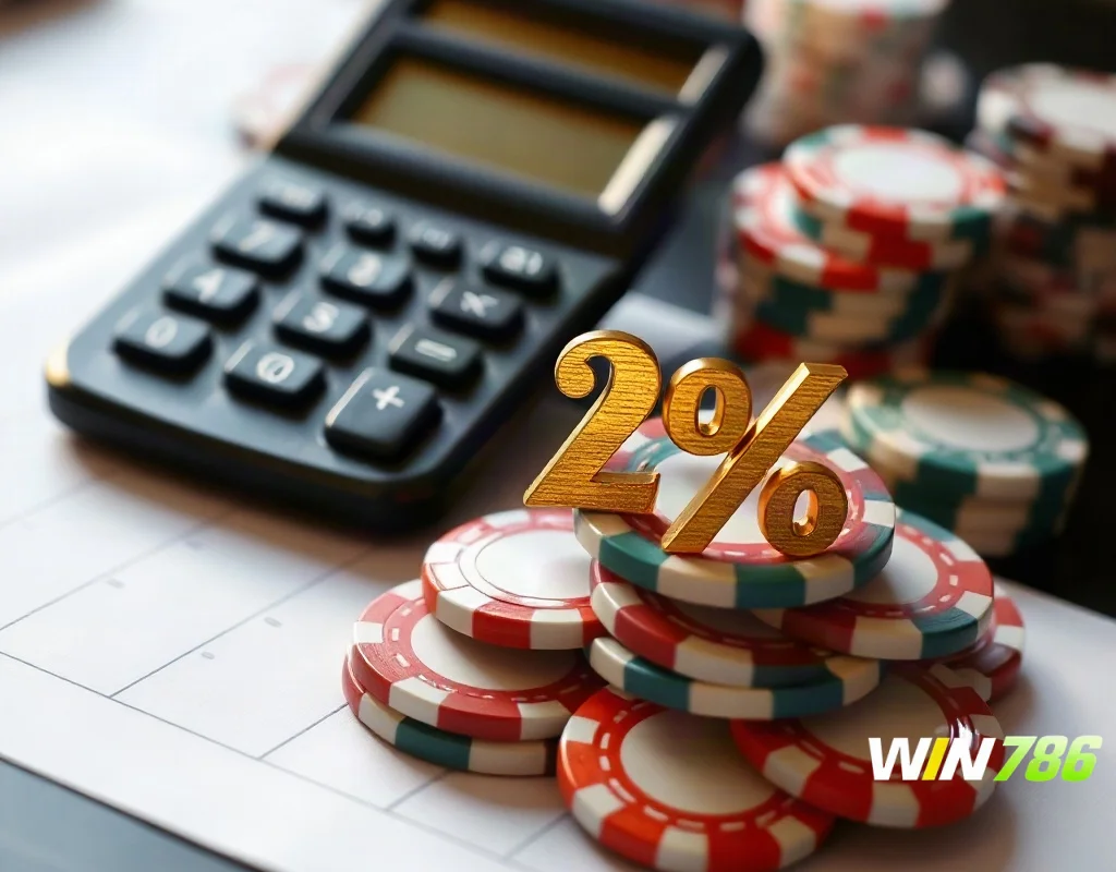 Calculator and casino chips illustrating wagering requirement calculation