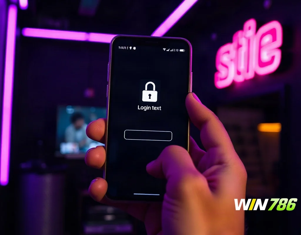 Hand using a smartphone with a bright screen for account registration