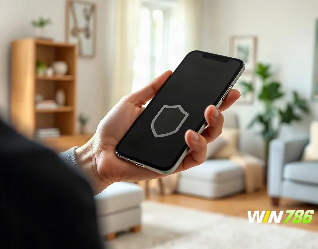 Person holding smartphone with shield icon symbolizing self-exclusion