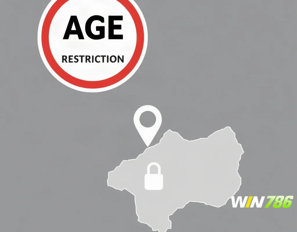 Illustration of age restrictions and regional locks for online gambling