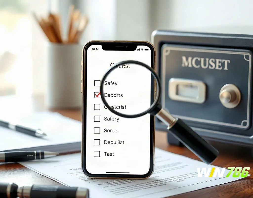Checklist with magnifying glass on documents and safety deposit box