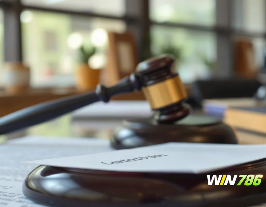 Legal document and gavel representing WIN786 terms of service conditions