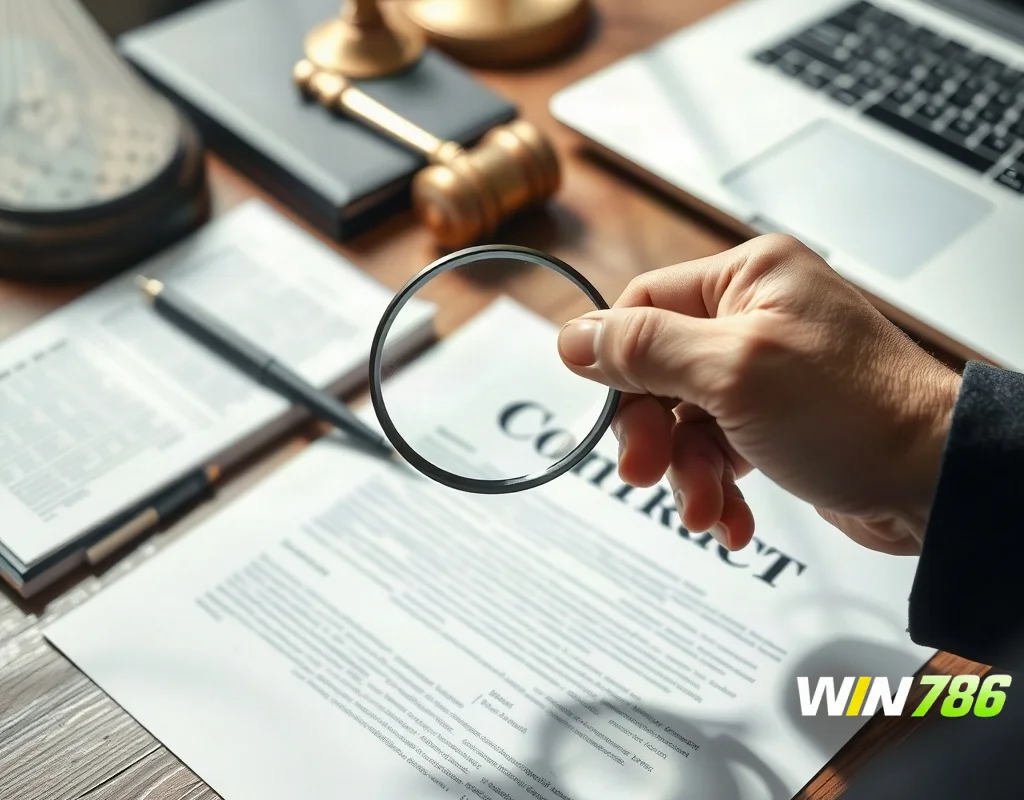 Magnifying glass over contract highlighting key terms