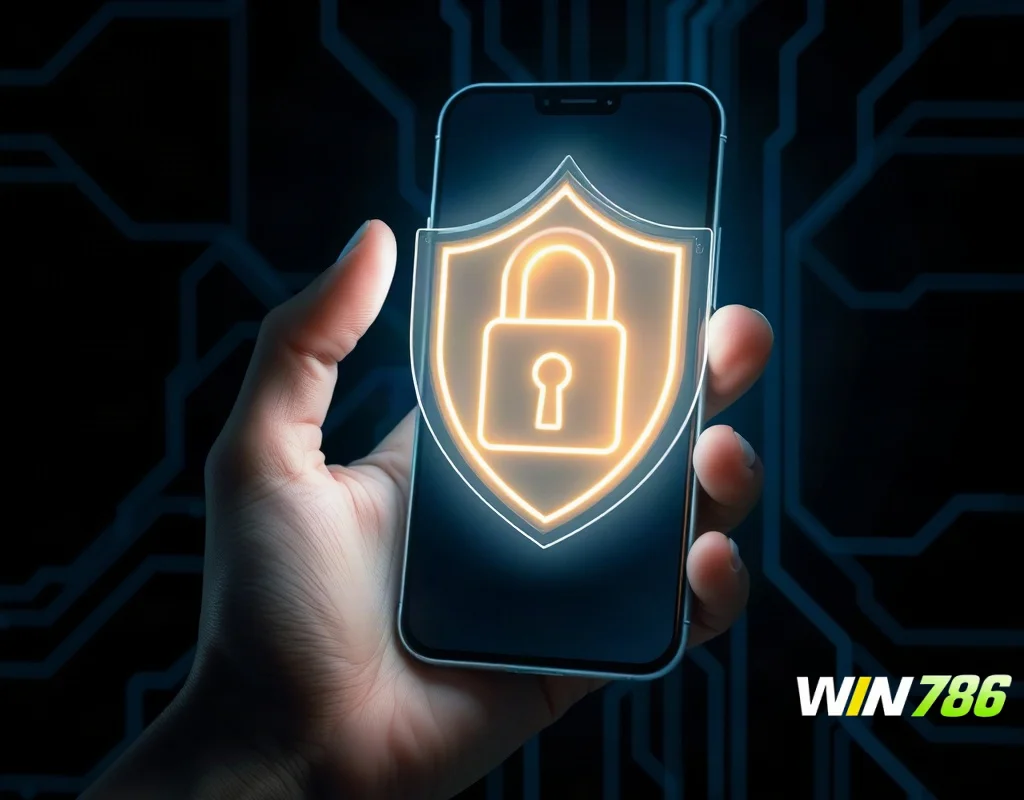 Shield protecting user data on a smartphone concept