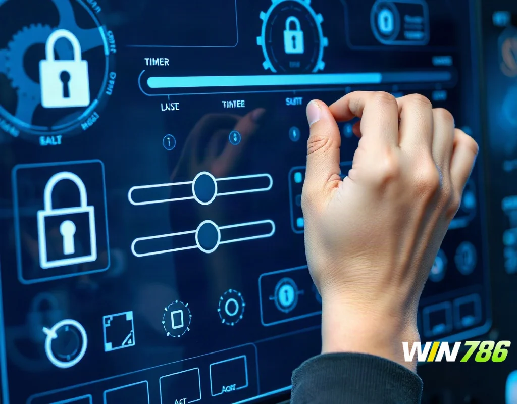 User adjusting privacy settings on a futuristic control panel