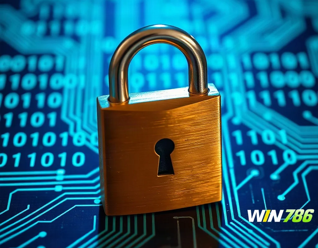 Digital padlock on circuit board representing encryption
