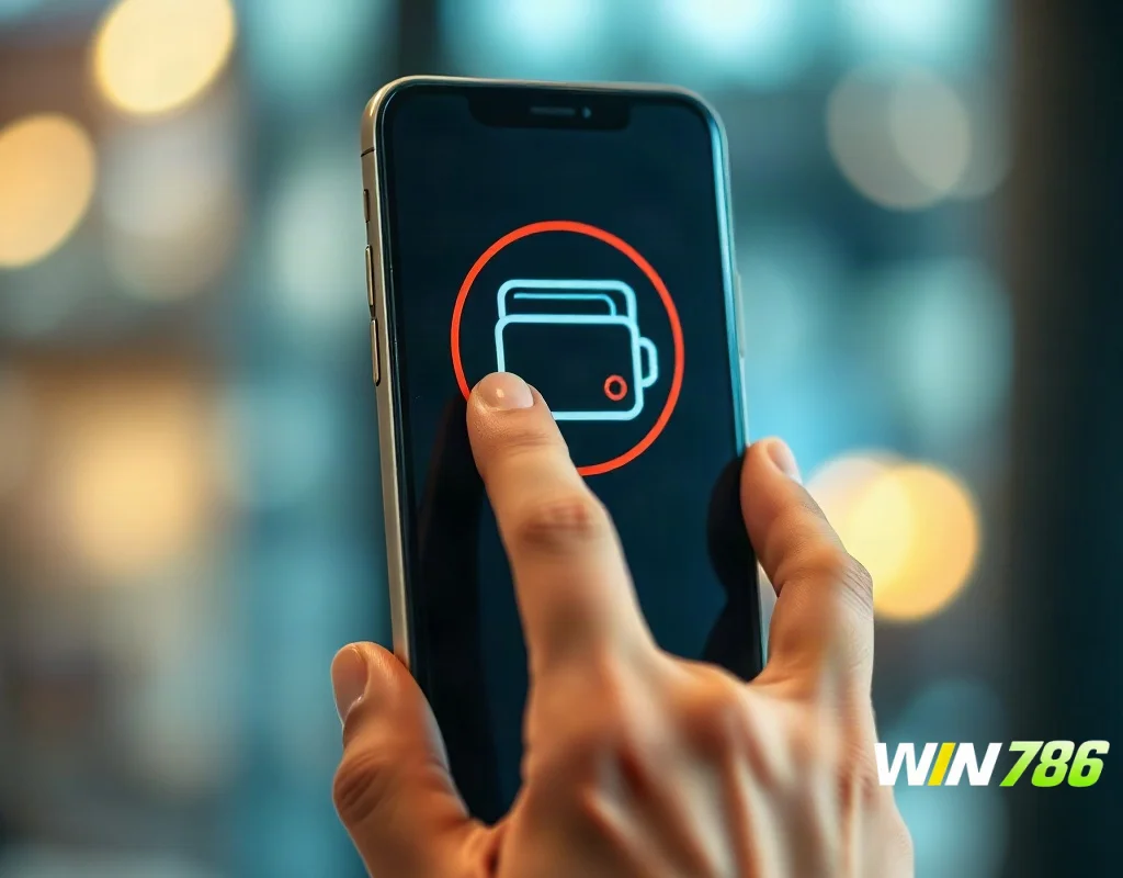 Hand using a smartphone to make an online withdrawal